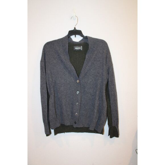 Zadig and Voltaire  green and gray color block cashmere cardigan size medium - Picture 1 of 12